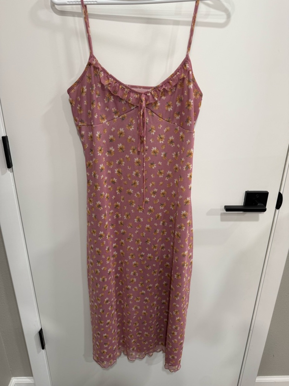 Urban Outfitters Pink Floral Babydoll Mid Slip Dress Women’s Size M (Est)